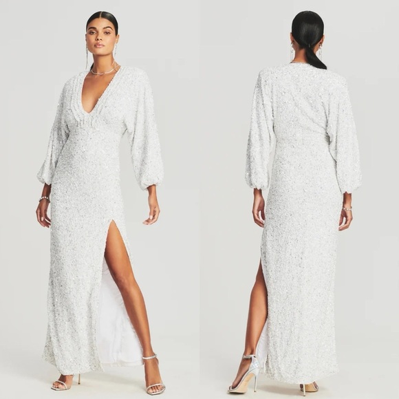 NWT Retrofete Camille Sequin Dress in White Size Medium - Picture 1 of 15